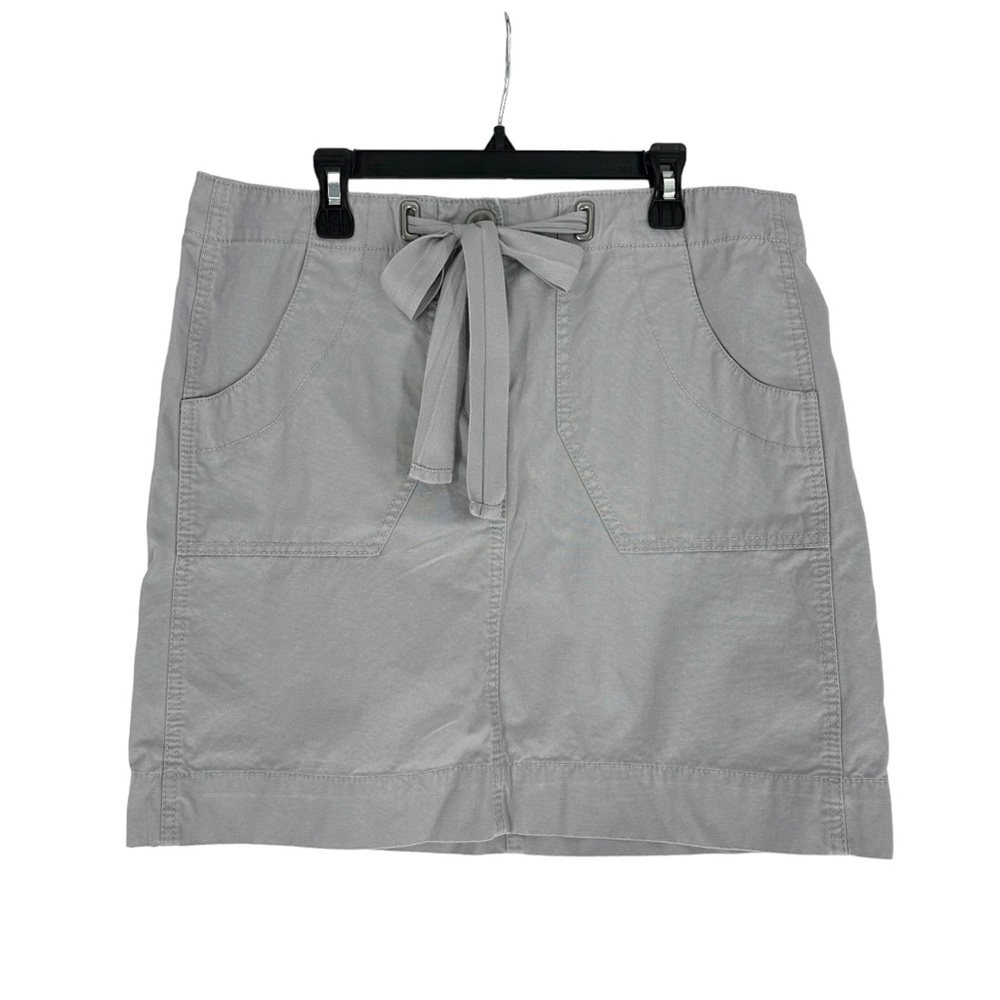 LOFT Ann Taylor Womens Skirt Size 6 100% Cotton Gray Grey Pockets Drawstring